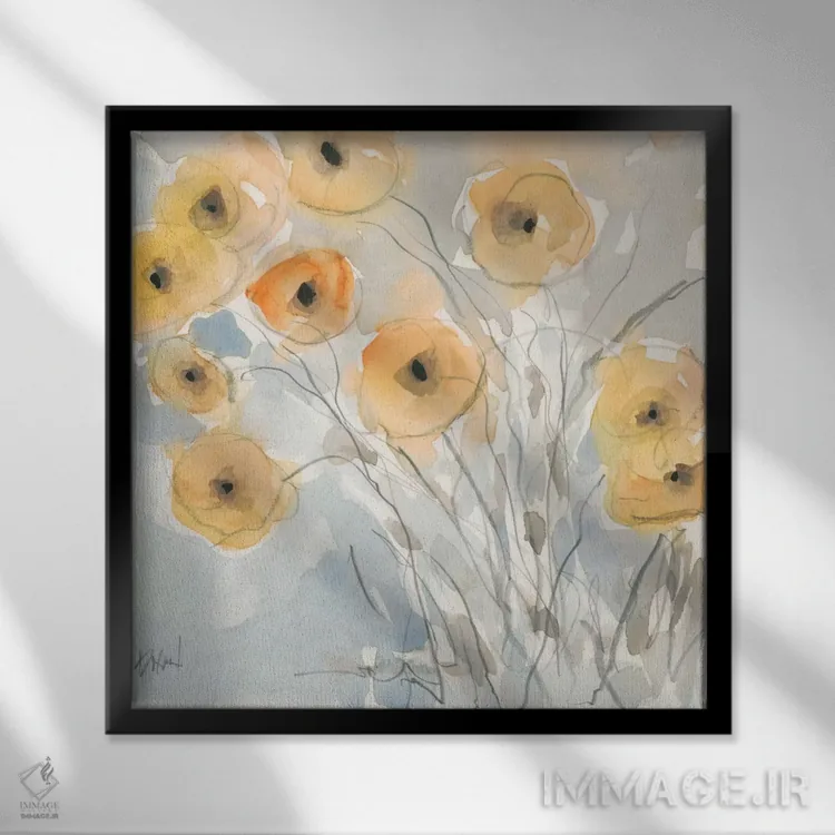 تابلو خشخاشهای غروب II اثر ساموئل دیکسون - نمای قابدار مشکی