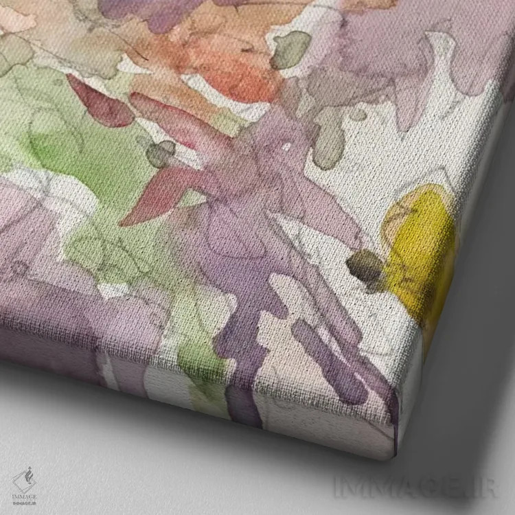 تابلو گلدان گل داوودی I اثر ساموئل دیکسون - نمای نزدیک بافت بوم