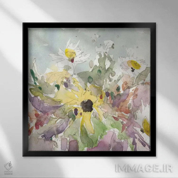 تابلو گلدان گل داوودی I اثر ساموئل دیکسون - نمای قابدار مشکی