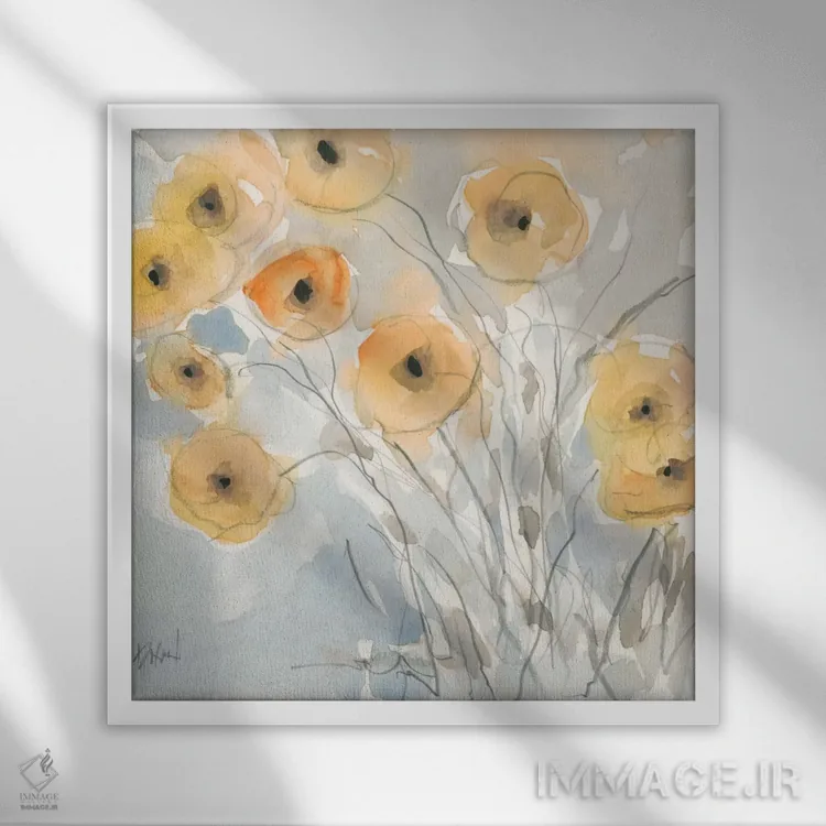 تابلو خشخاشهای غروب II اثر ساموئل دیکسون - نمای قابدار سفید