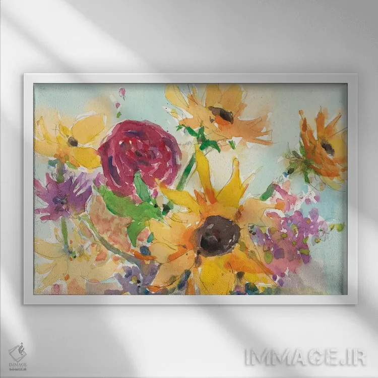 تابلو گلهای وحشی درخشان II اثر ساموئل دیکسون - نمای قابدار سفید