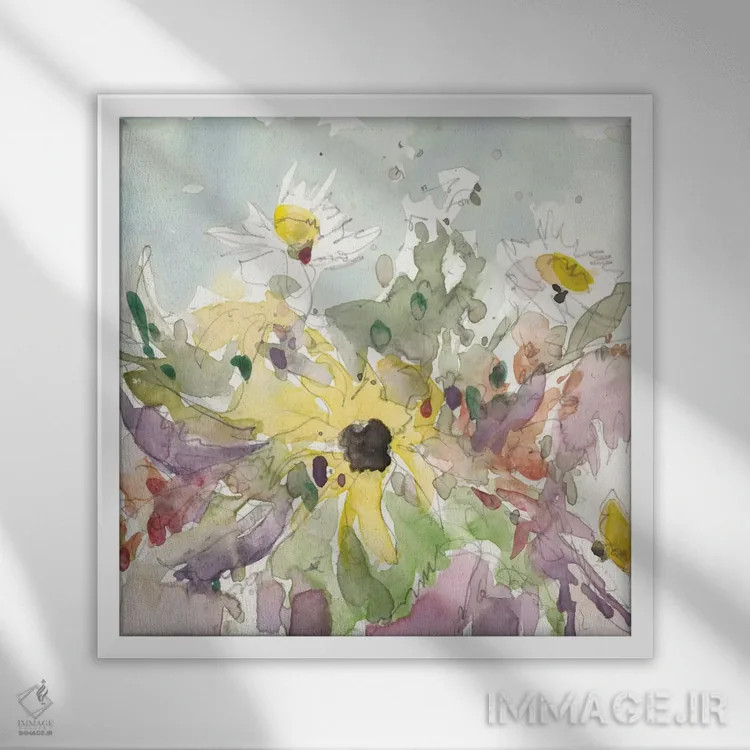 تابلو گلدان گل داوودی I اثر ساموئل دیکسون - نمای قابدار سفید