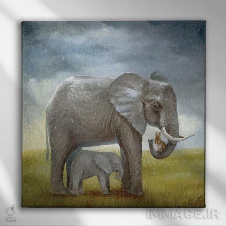 تابلو ایزابل و فیل اثر دیوید جواکین - نمای روبهرو روی دیوار