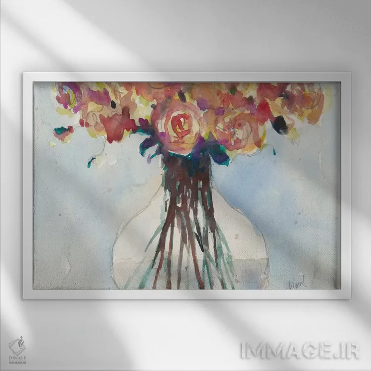 تابلو رزهای پژمرده ۱ اثر ساموئل دیکسون - نمای قابدار سفید