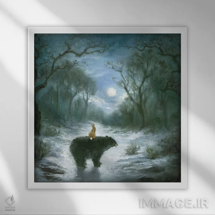 تابلو ایزابل و خرس اثر دیوید جواکین - نمای قابدار سفید