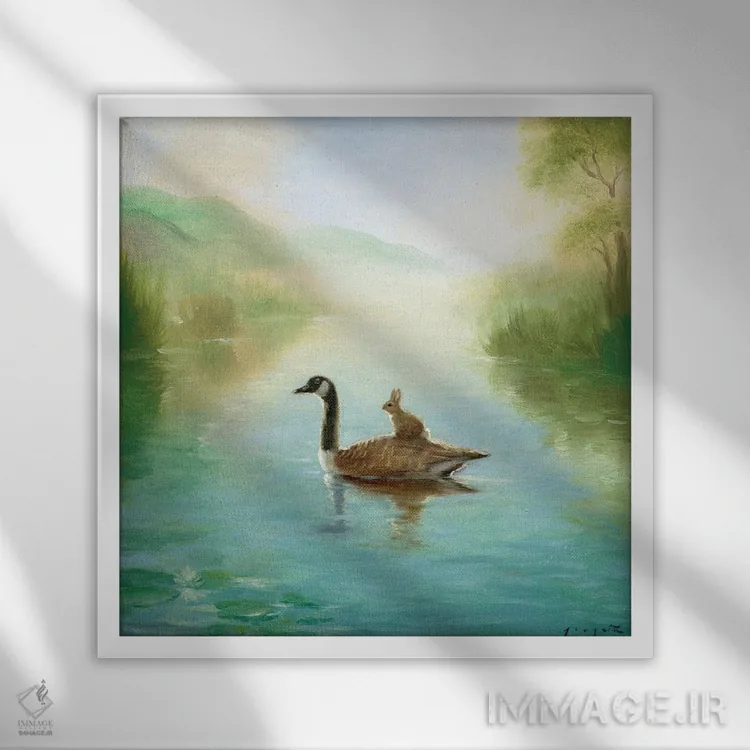 تابلو ایزابل و غاز اثر دیوید جواکین - نمای قابدار سفید