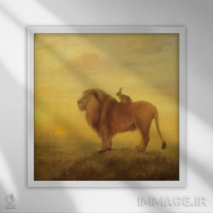 تابلو ایزابل و شیر اثر دیوید جواکین - نمای قابدار سفید