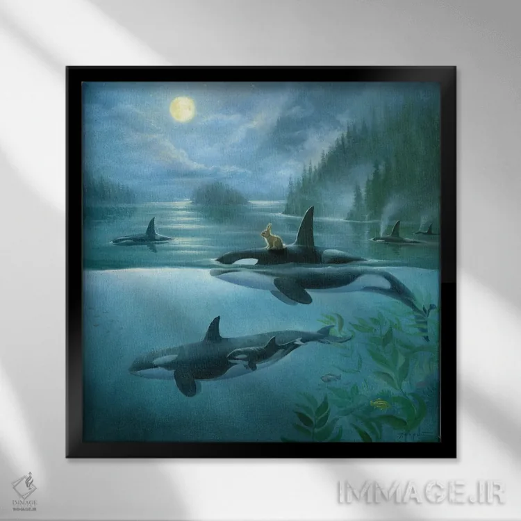 تابلو ایزابل و گروه نهنگها اثر دیوید جواکین - نمای قابدار مشکی