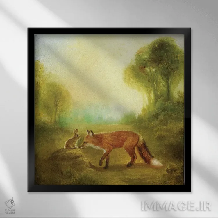 تابلو ایزابل و روباه اثر دیوید جواکین - نمای قابدار مشکی