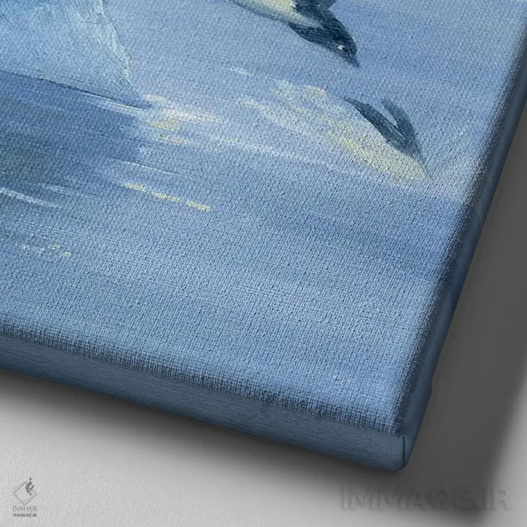 تابلو ایزابل و پنگوئنها اثر دیوید جواکین - نمای نزدیک بافت بوم