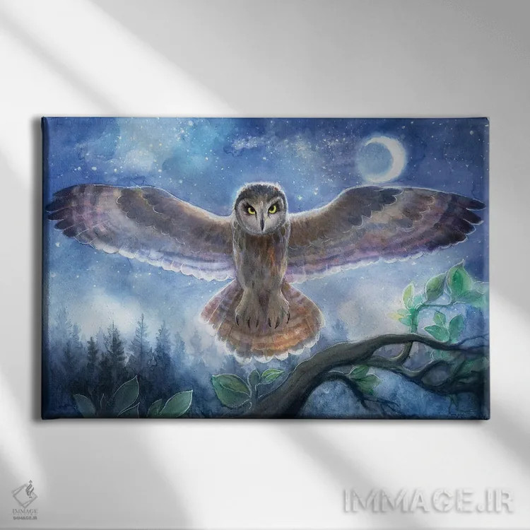 تابلو جغد روحانی اثر دیوید جواکین - نمای روبهرو روی دیوار