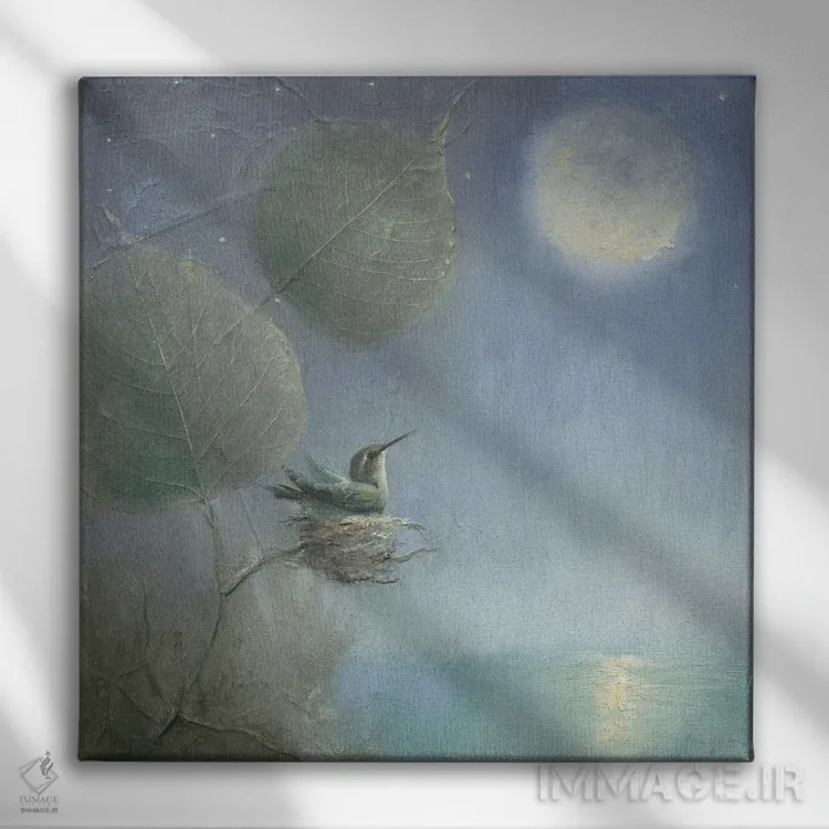 تابلو ماه مرغ مگسخوار اثر دیوید جواکین - نمای روبهرو روی دیوار