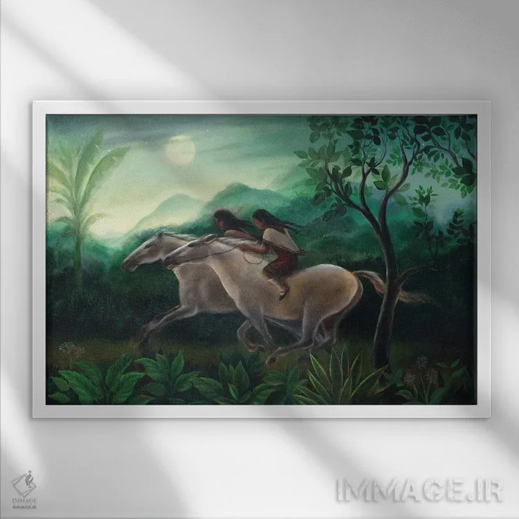 تابلو سفر شبانه اثر دیوید جواکین - نمای قابدار سفید