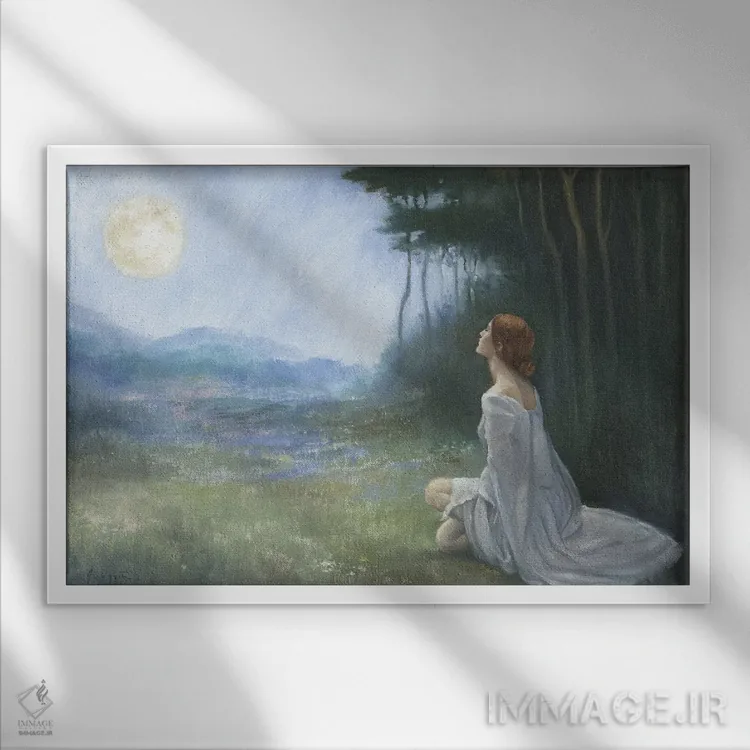 تابلو دختر ماه اثر دیوید جواکین - نمای قابدار سفید
