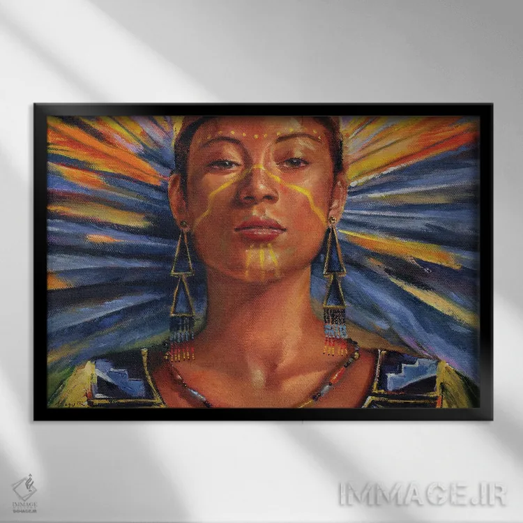 تابلو رقصنده آفتاب (آیین سرخپوستی) اثر دیوید جواکین - نمای قابدار مشکی