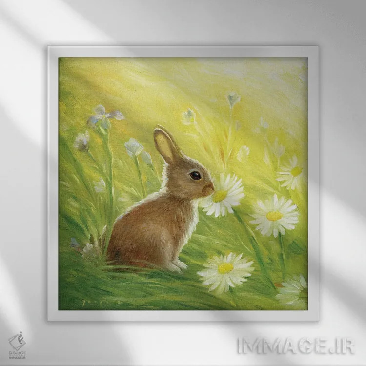 تابلو ایزابل و گلها اثر دیوید جواکین - نمای قابدار سفید