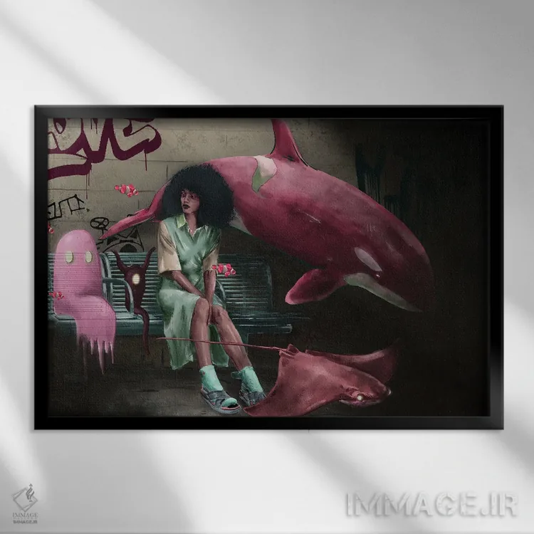 تابلو ایستگاه اتوبوس (قدیمی) اثر دنیل جیمز اسمیت - نمای قابدار مشکی