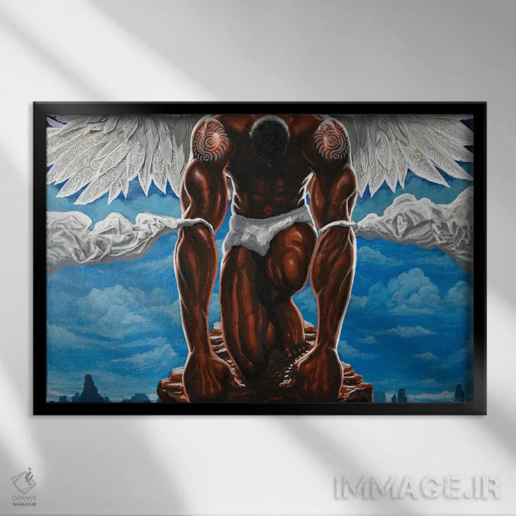 تابلو فرشته نگهبان اثر دیانجی - نمای قابدار مشکی