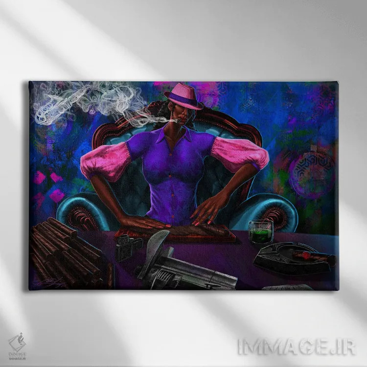 تابلو او در حرکت است (واژه عامیانه) اثر دیانجی - نمای روبهرو روی دیوار