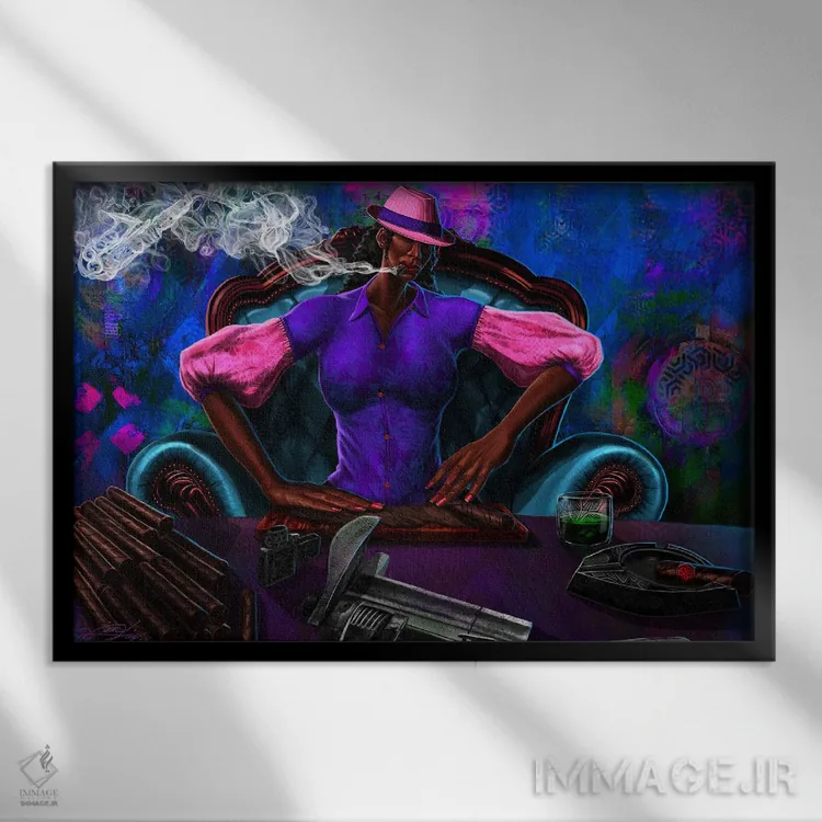 تابلو او در حرکت است (واژه عامیانه) اثر دیانجی - نمای قابدار مشکی