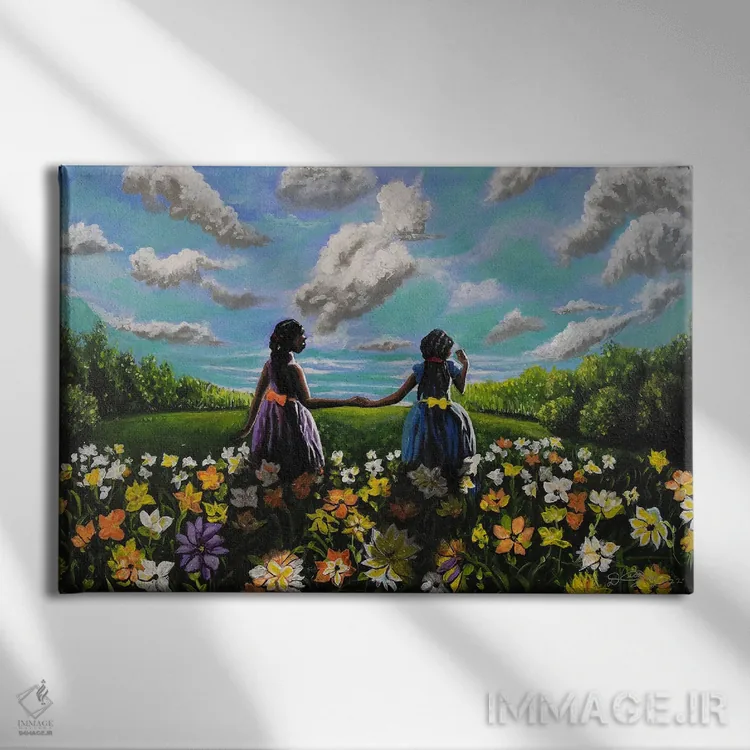 تابلو خواهر خواهر اثر دیانجی - نمای روبهرو روی دیوار