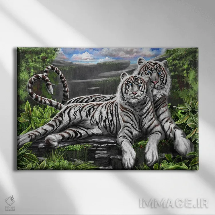 تابلو بهشت ببرها اثر دیانجی - نمای روبهرو روی دیوار