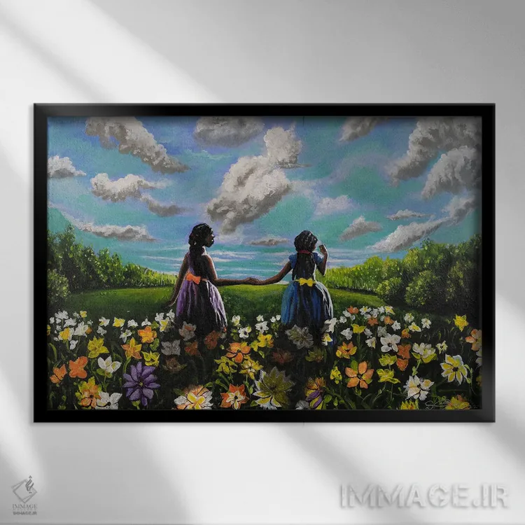 تابلو خواهر خواهر اثر دیانجی - نمای قابدار مشکی