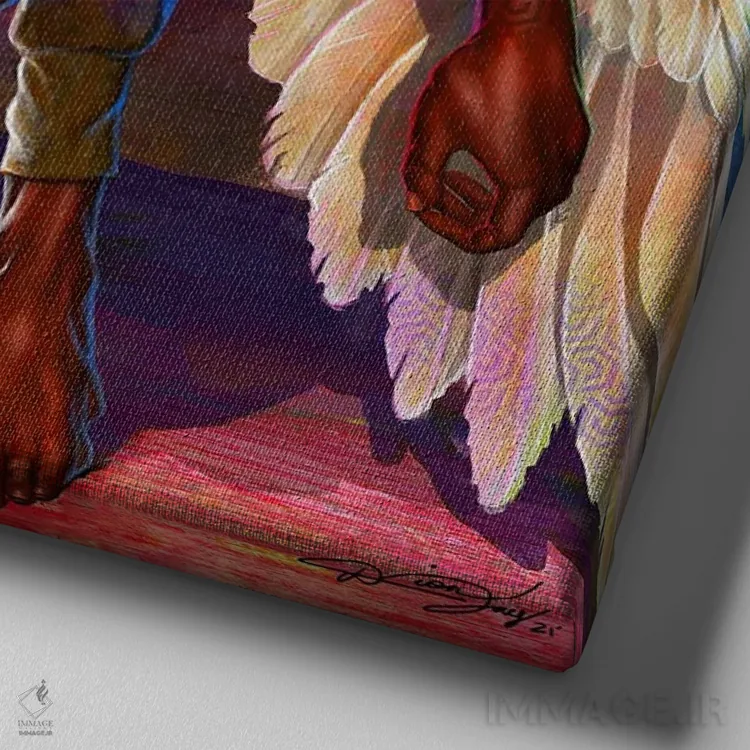 تابلو فرودگاه فرشتگان اثر دیانجی - نمای نزدیک بافت بوم