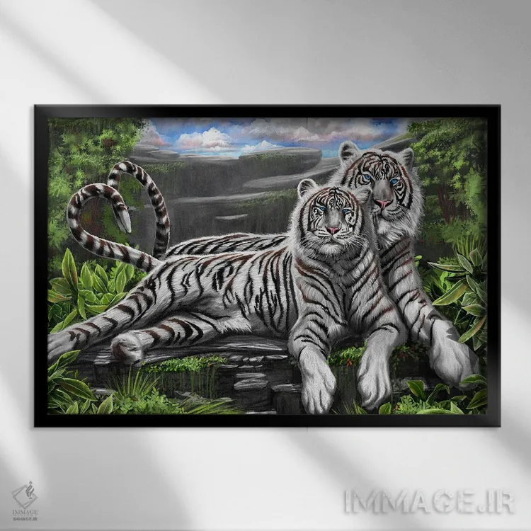 تابلو بهشت ببرها اثر دیانجی - نمای قابدار مشکی