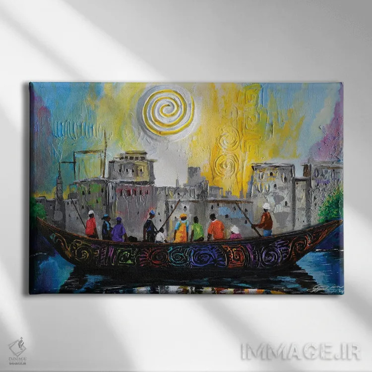 تابلو یک روز کار اثر دیانجی - نمای روبهرو روی دیوار