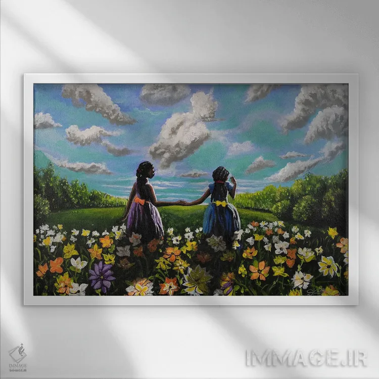 تابلو خواهر خواهر اثر دیانجی - نمای قابدار سفید