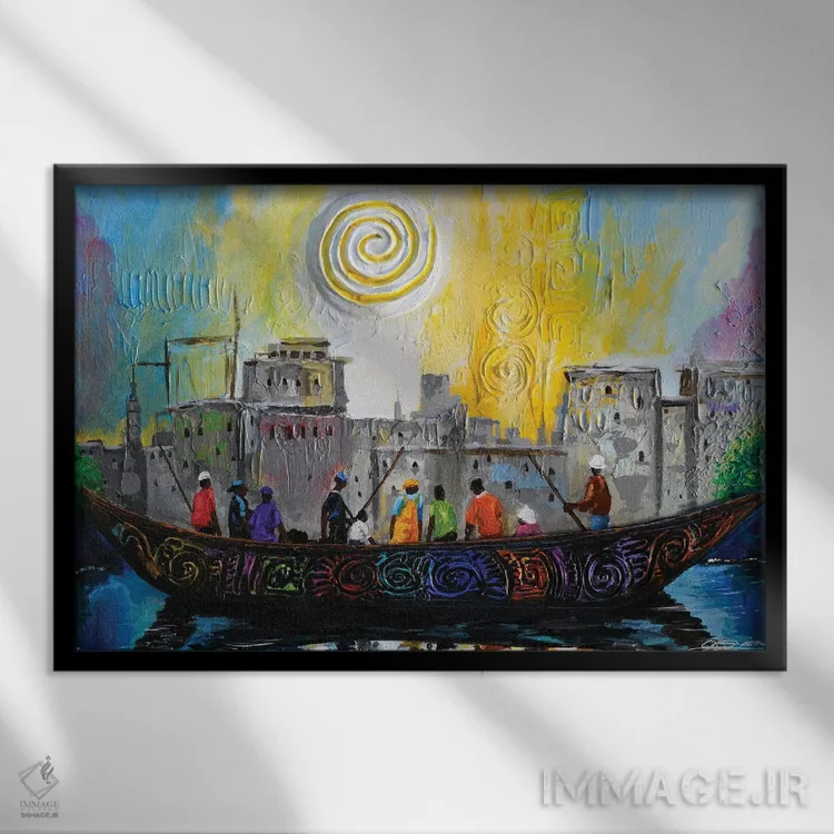 تابلو یک روز کار اثر دیانجی - نمای قابدار مشکی