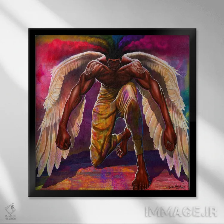 تابلو فرودگاه فرشتگان اثر دیانجی - نمای قابدار مشکی