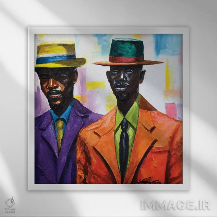 تابلو پسران محله اثر دیانجی - نمای قابدار سفید