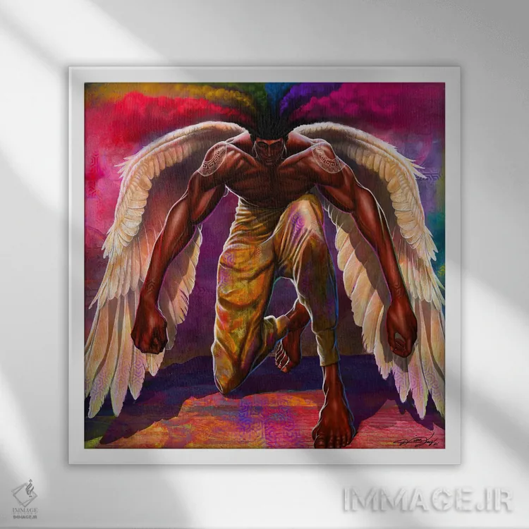 تابلو فرودگاه فرشتگان اثر دیانجی - نمای قابدار سفید