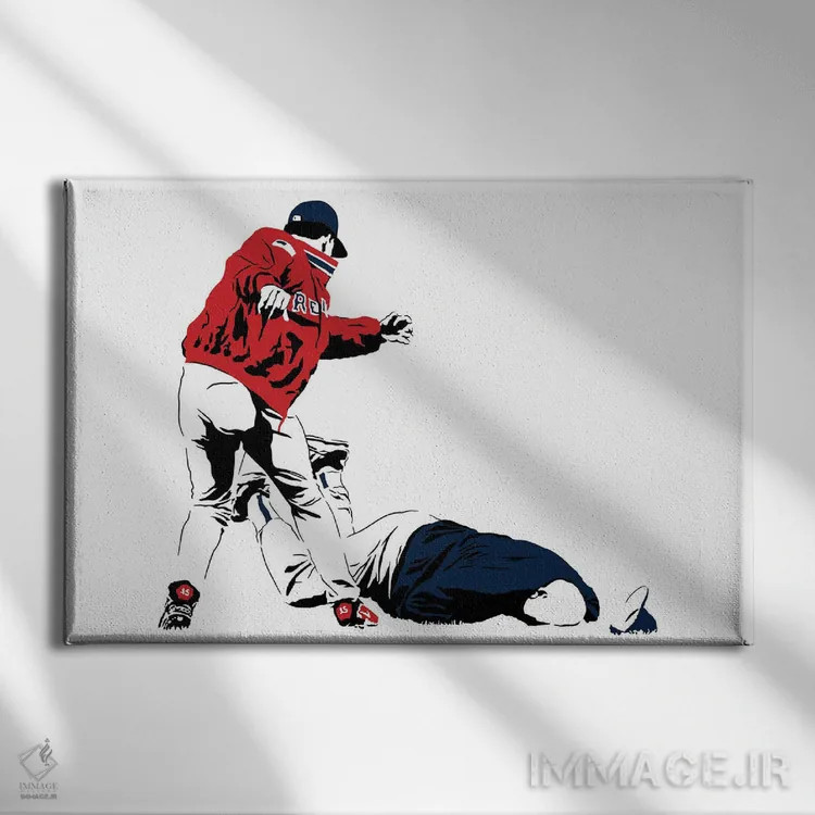 تابلو پدرو مارتینز در حال ضربه به دان زیمر (ورزشی) اثر دراپکیک آرت (استودیو/هنرمند) - نمای روبهرو روی دیوار