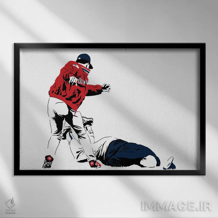 تابلو پدرو مارتینز در حال ضربه به دان زیمر (ورزشی) اثر دراپکیک آرت (استودیو/هنرمند) - نمای قابدار مشکی