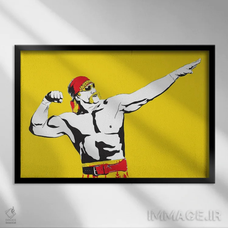 تابلو هالک هوگان (کشتیگیر) اثر دراپکیک آرت (استودیو/هنرمند) - نمای قابدار مشکی