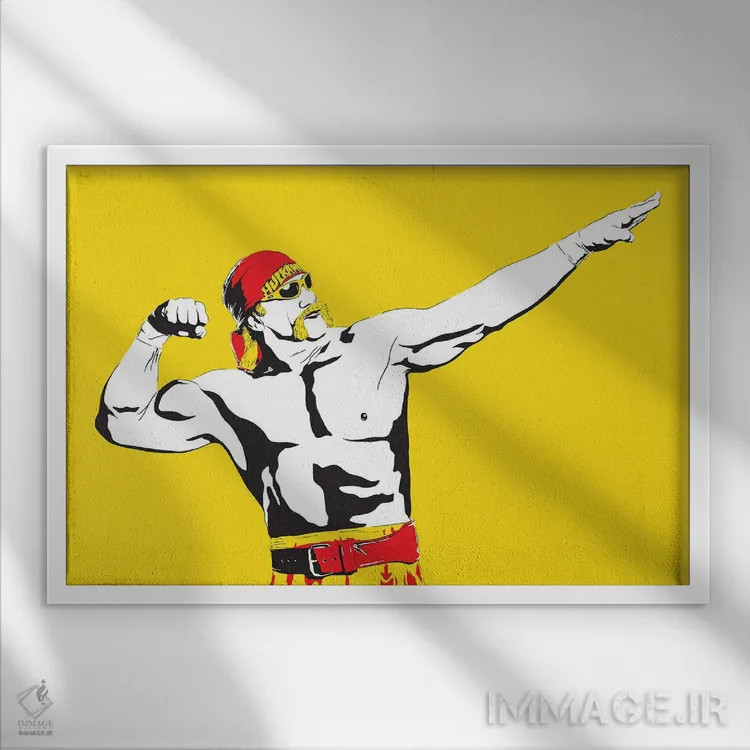 تابلو هالک هوگان (کشتیگیر) اثر دراپکیک آرت (استودیو/هنرمند) - نمای قابدار سفید