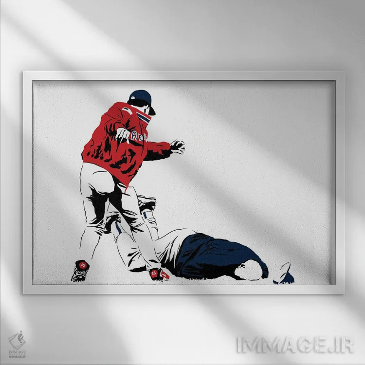 تابلو پدرو مارتینز در حال ضربه به دان زیمر (ورزشی) اثر دراپکیک آرت (استودیو/هنرمند) - نمای قابدار سفید