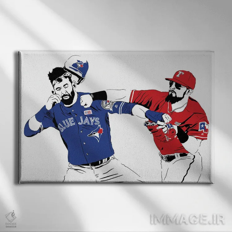 تابلو روگنِد اودور در حال مشتزنی به خوزه باوتیستا (ورزشی) اثر دراپکیک آرت (استودیو/هنرمند) - نمای روبهرو روی دیوار