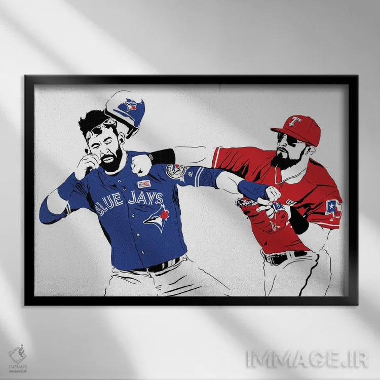 تابلو روگنِد اودور در حال مشتزنی به خوزه باوتیستا (ورزشی) اثر دراپکیک آرت (استودیو/هنرمند) - نمای قابدار مشکی