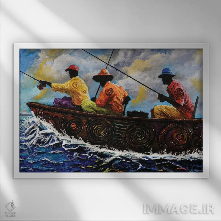 تابلو محل ماهیگیری اثر دیانجی - نمای قابدار سفید