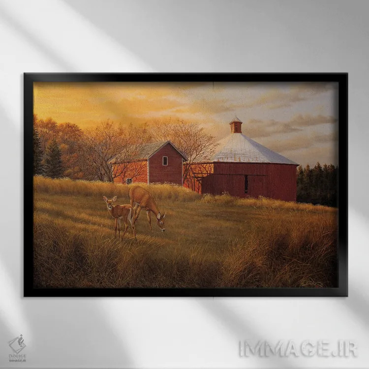 تابلو غروب پاییزی اثر درک هانسن - نمای قابدار مشکی