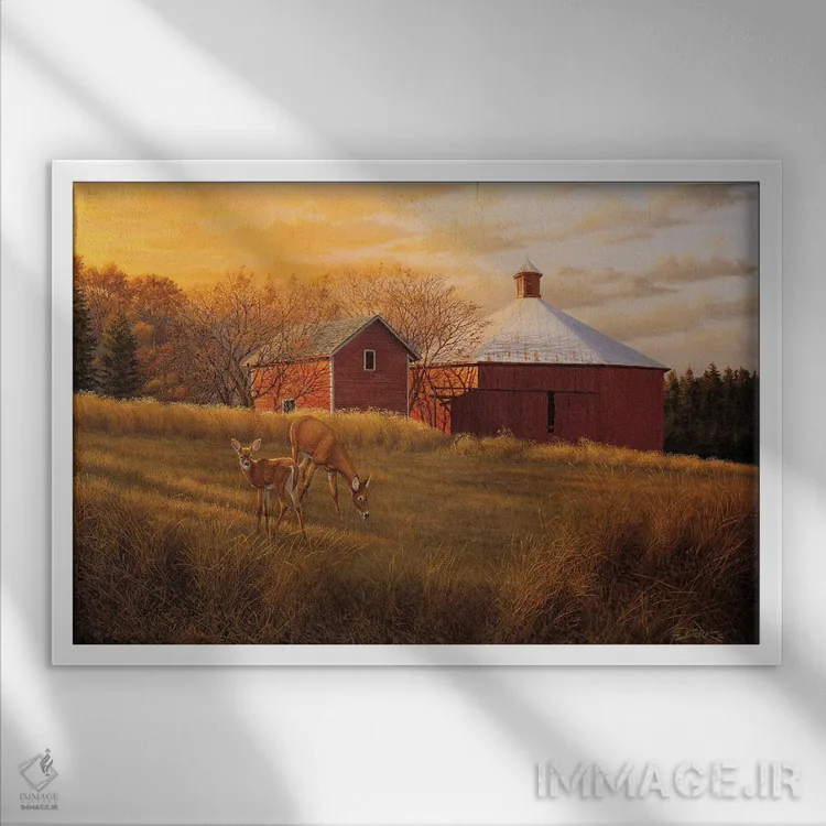 تابلو غروب پاییزی اثر درک هانسن - نمای قابدار سفید