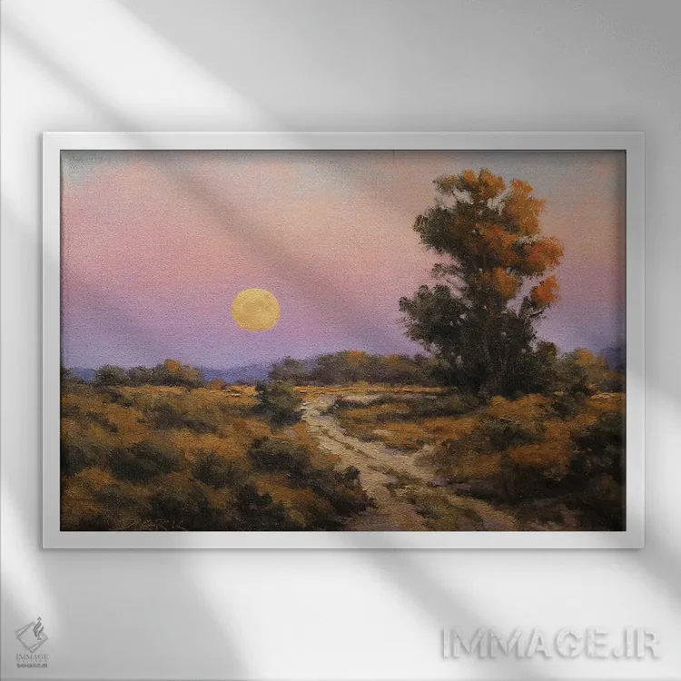 تابلو ماه برداشت محصول اثر درک هانسن - نمای قابدار سفید