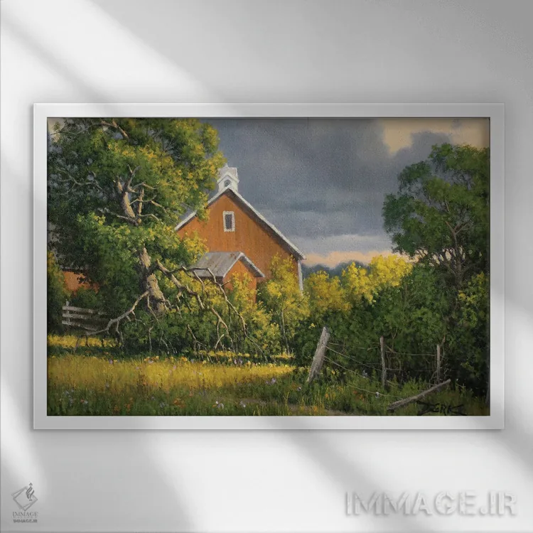 تابلو بارانهای گذرا اثر درک هانسن - نمای قابدار سفید