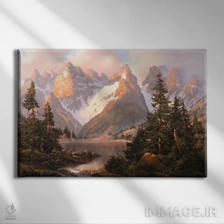 تابلو صبح دولومیتی (کوههای ایتالیا) اثر درک هانسن - نمای روبهرو روی دیوار