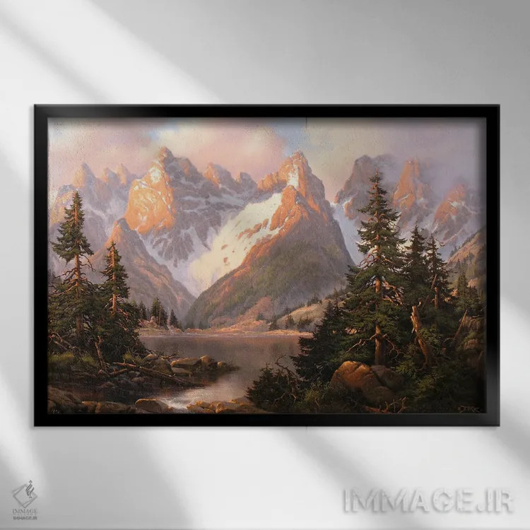 تابلو صبح دولومیتی (کوههای ایتالیا) اثر درک هانسن - نمای قابدار مشکی