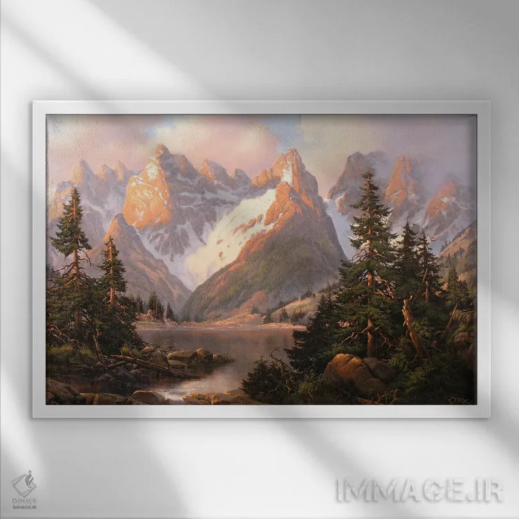 تابلو صبح دولومیتی (کوههای ایتالیا) اثر درک هانسن - نمای قابدار سفید